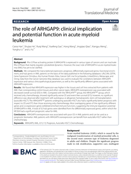The Role of ARHGAP9: Clinical Implication and Potential Function In
