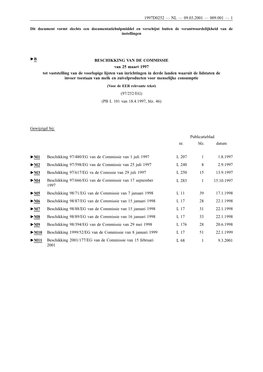 BESCHIKKING VAN DE COMMISSIE Van 25 Maart 1997 Tot Vaststelling