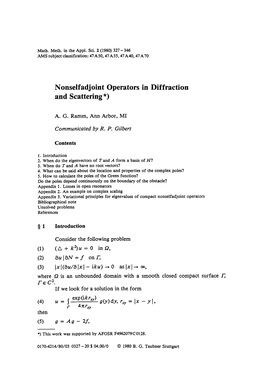 Nonselfadjoint Operators in Diffraction and Scattering *)