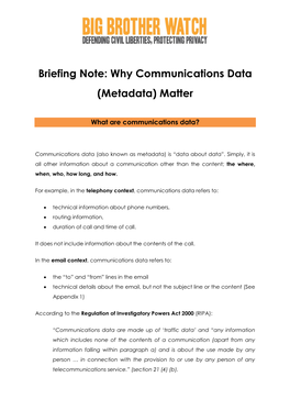 Why Communications Data (Metadata) Matter