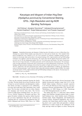 Karyotype and Idiogram of Indian Hog Deer (Hyelaphus Porcinus) by Conventional Staining, GTG-, High-Resolution and Ag-NOR Banding Techniques
