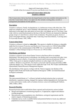Approved Conservation Advice for Tylophora Williamsii