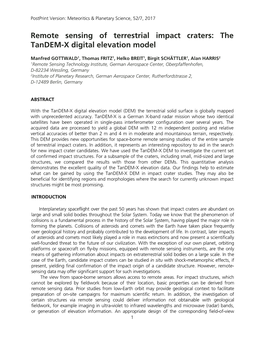 Remote Sensing of Terrestrial Impact Craters: the Tandem-X Digital Elevation Model