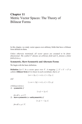 Metric Vector Spaces: the Theory of Bilinear Forms