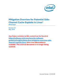 Mitigation Overview for Potential Side- Channel Cache Exploits in Linux* White Paper