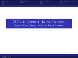 Linear Regression Ethan Fetaya, James Lucas and Emad Andrews