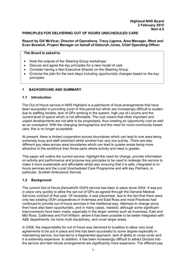 Item 4.4 PRINCIPLES for DELIVERING out of HOURS UNSCHEDULED CARE