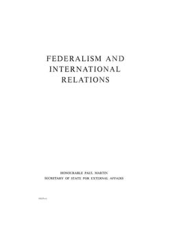 Federalism and International Relations