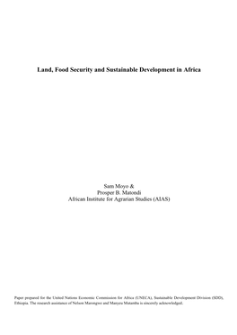 Land, Food Security and Sustainable Development in Africa