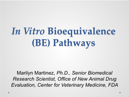 In Vitro Bioequivalence (BE) Pathways