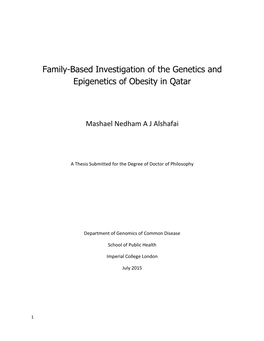 Family-Based Investigation of the Genetics and Epigenetics of Obesity in Qatar