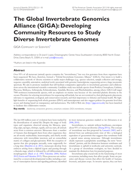 The Global Invertebrate Genomics Alliance