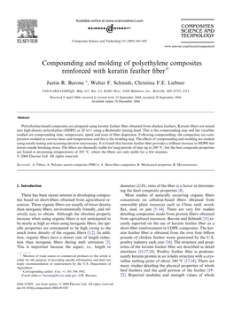 Compounding and Molding of Polyethylene Composites Reinforced with Keratin Feather ﬁberi