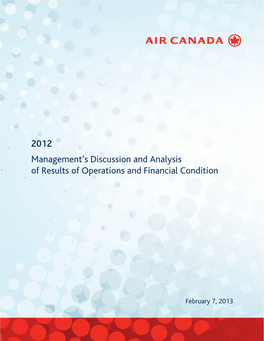 2012 Management's Discussion and Analysis of Results Of