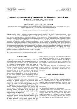 Phytoplankton Community Structure in the Estuary of Donan River, Cilacap, Central Java, Indonesia