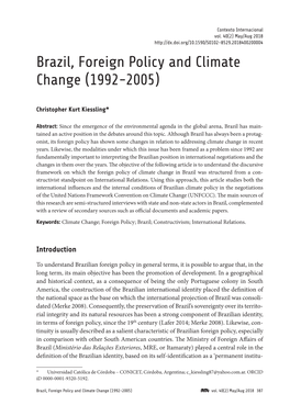 Brazil, Foreign Policy and Climate Change (1992-2005) Kiessling