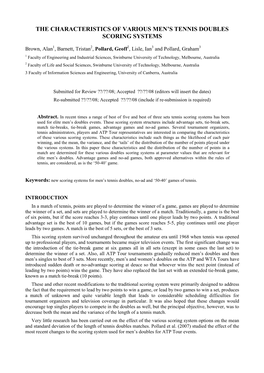 The Characteristics of Various Men's Tennis