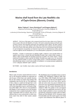 Marine Shell Hoard from the Late Neolithic Site of :Epin-Ov;Ara (Slavonia, Croatia)