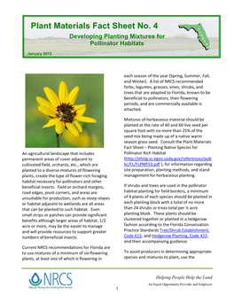 Plant Materials Fact Sheet Planting Native Species for Flower Rich