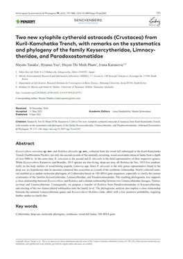 Two New Xylophile Cytheroid Ostracods (Crustacea) from Kuril