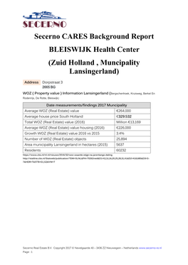 Secerno CARES Background Report BLEISWIJK Health Center (Zuid Holland , Muncipality Lansingerland)