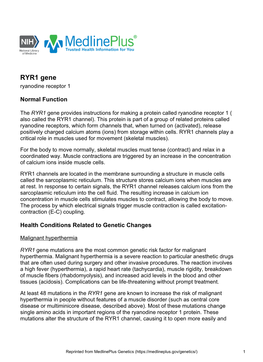 RYR1 Gene Ryanodine Receptor 1