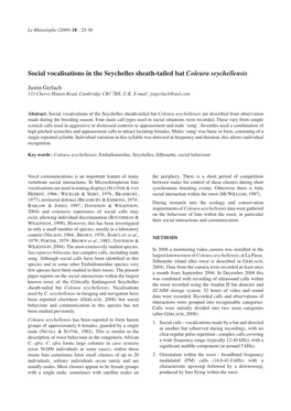 Social Vocalisations in the Seychelles Sheath-Tailed Bat Coleura Seychellensis