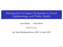 Introduction to Impact Evaluation in Social Epidemiology and Public Health