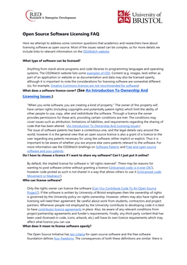 Open Source Software Licensing FAQ