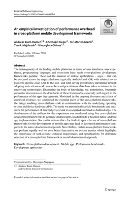 An Empirical Investigation of Performance Overhead in Cross-Platform Mobile Development Frameworks