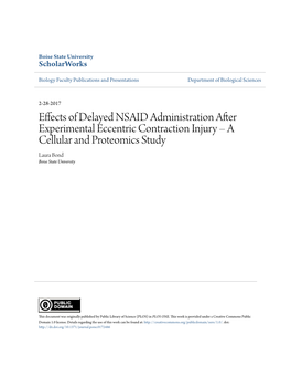 Effects of Delayed NSAID Administration After Experimental Eccentric Contraction Injury – a Cellular and Proteomics Study Laura Bond Boise State University