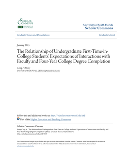 The Relationship of Undergraduate First-Time-In-College Students' Expectations of Interactions with Faculty and Four-Year College Degree Completion