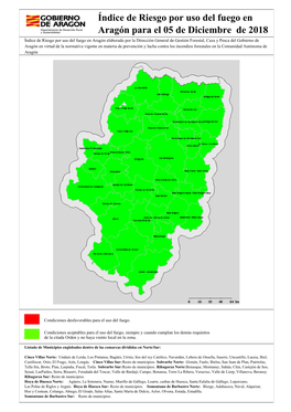 Índice De Riesgo Por Uso Del Fuego En Aragón Para El 05 De Diciembre De