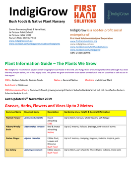 Indigigrow Bush Foods & Native Plant Nursery