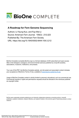 A Roadmap for Fern Genome Sequencing