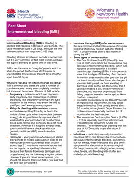 Fact Sheet Intermenstrual Bleeding [IMB]