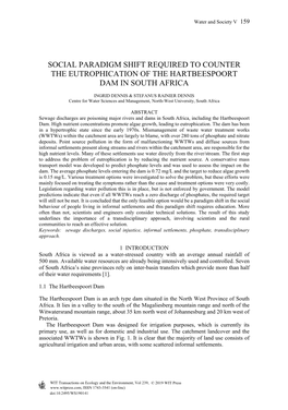 Social Paradigm Shift Required to Counter the Eutrophication of the Hartbeespoort Dam in South Africa