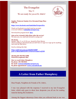 A Letter from Father Humphrey