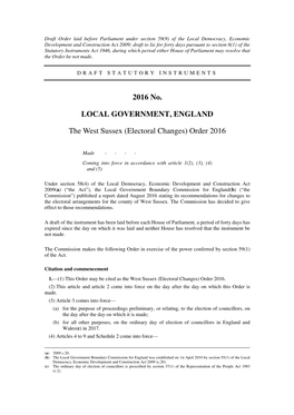 The West Sussex (Electoral Changes) Order 2016