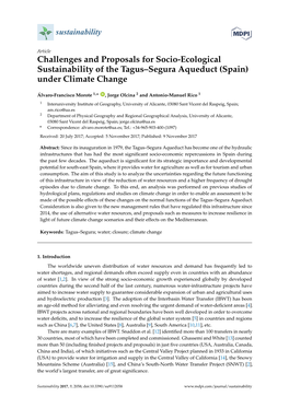 Challenges and Proposals for Socio-Ecological Sustainability of the Tagus–Segura Aqueduct (Spain) Under Climate Change