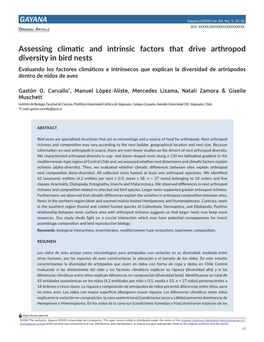 GAYANA Assessing Climatic and Intrinsic Factors That Drive Arthropod