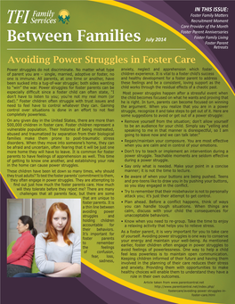Between Families Foster Parent Retreats Avoiding Power Struggles in Foster Care Power Struggles Do Not Discriminate