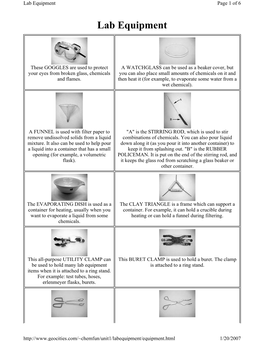 Lab Equipment Page 1 of 6