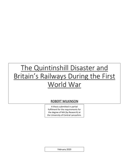 The Quintinshill Disaster and Britain's Railways During the First World