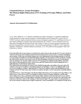 Unmatched Power, Unmet Principles: the Human Rights Dimensions of US Training of Foreign Military and Police Forces