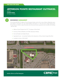 JEFFERSON POINTE RESTAURANT OUTPARCEL 4541 ILLINOIS ROAD Fort Wayne, in 46804