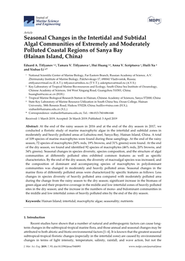 Seasonal Changes in the Intertidal and Subtidal Algal Communities of Extremely and Moderately Polluted Coastal Regions of Sanya Bay (Hainan Island, China)