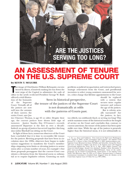 AN ASSESSMENT of TENURE on the U.S. SUPREME COURT by KEVIN T