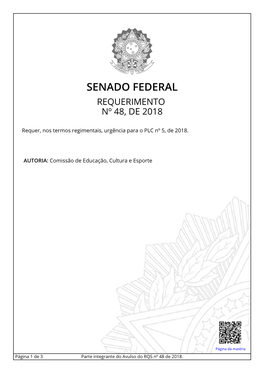 Senado Federal Requerimento Nº 48, De 2018