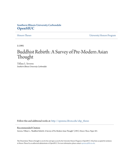 Buddhist Rebirth: a Survey of Pre-Modern Asian Thought Tiffany L